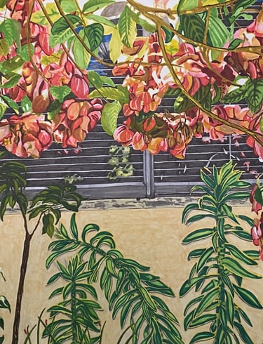 marker drawing of flowering tree