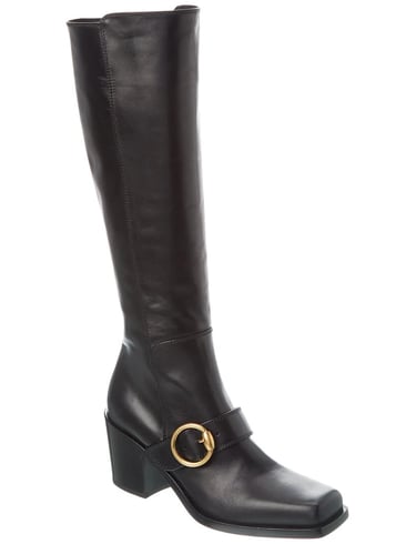 Gianvito a woman's black leather boots with a gold buckle