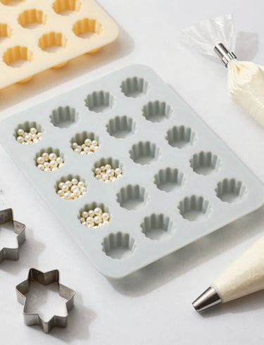 A joyful baker presenting a tray of freshly baked cupcakes