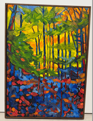 Oil painting of a BS forest in Autumn by Mitch Gillick