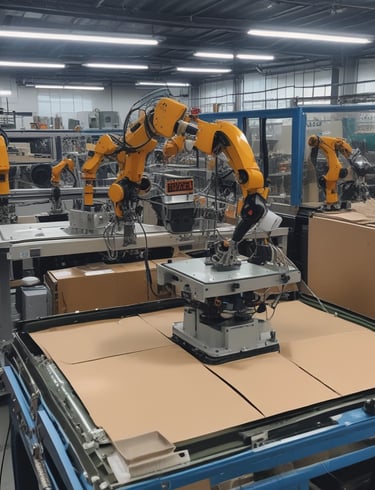 Modern factory interior with machines and tools