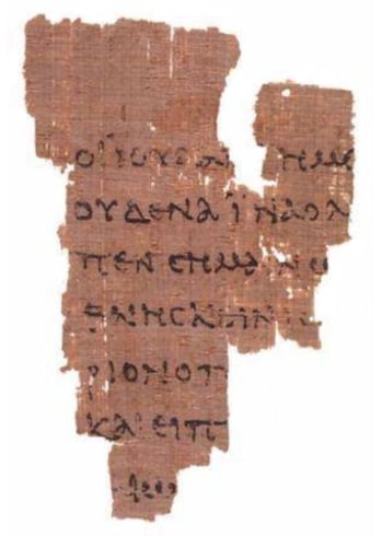 By Papyrologist Bernard Grenfell (1920), Papyrus P52 as preserved at the John Rylands 