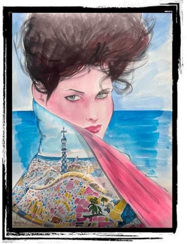 watercolor painting lady gaudi