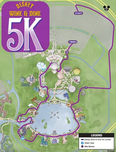 2021 runDisney Wine and Dine Half Marathon Weekend 5K Course Map