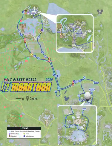 2020 runDisney Walt Disney World Marathon Weekend Half Marathon Course Map