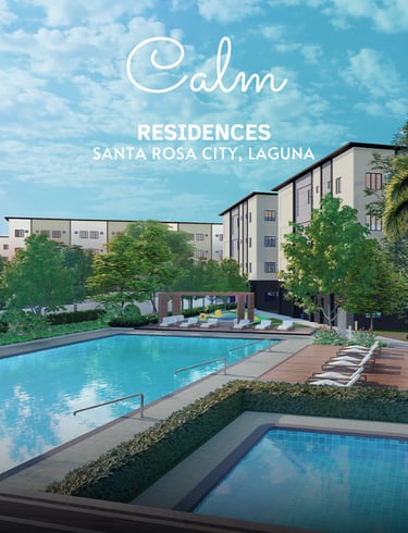 Luxury swimming pool and modern condos at Calm Residences Santa Rosa City, Laguna.