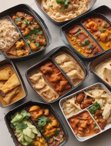 Bright morning breakfast setup featuring phulkas with fresh vegetables and chutneys