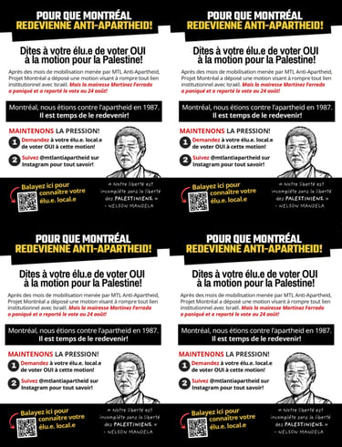 bilingual flyer for montréal anti-apartheid
