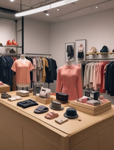 A collection of lifestyle fashion items in a modern setting.