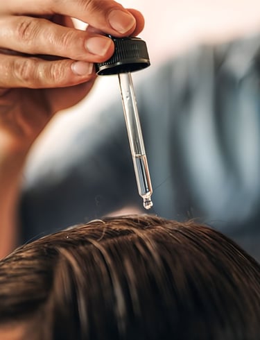 A woman getting a dandruff treatment for her hair