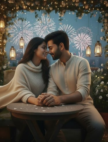 Intimate Indian couple goals, rooftop romance love story.