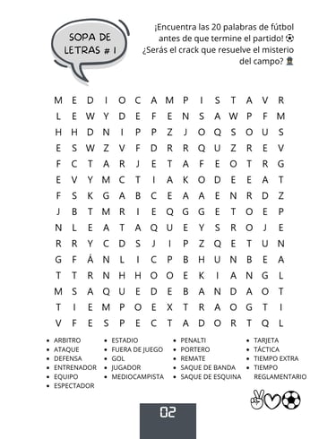 Sopa de letras, futbol