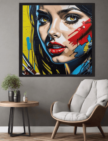 Imagem de uma Pintura em Pop-art, no escritório da cliente.
