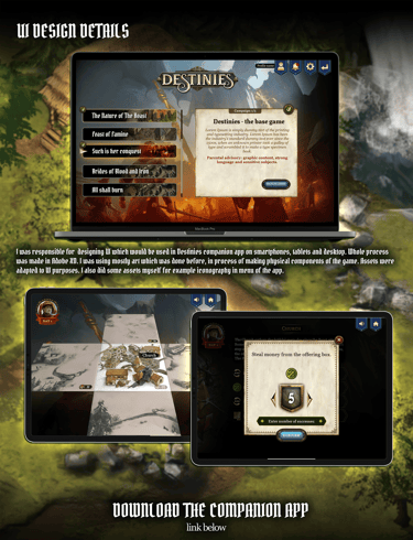 Details of UI Desing for the mobile and desktop app for Destinies