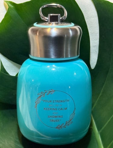 Turquoise Stainless Steel Mini Insulated Mug with a motivational quote