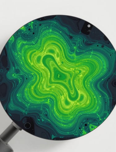 Extreme close-up of a high-fidelity finite element analysis mesh heatmap, showing stress concentrations in deep royal green and coal black, orthographic projection view, ultra-clean technical rendering.