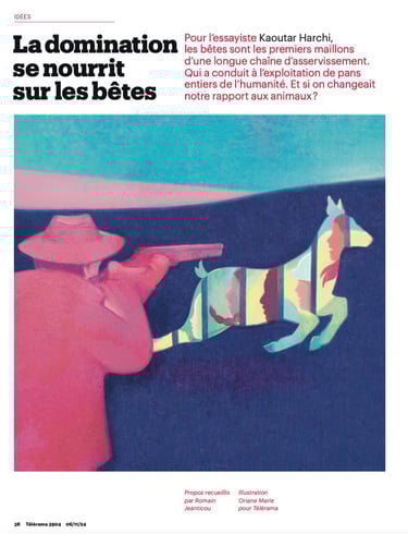 article illustre de télérama sur la domination se nourrit sur les bêtes