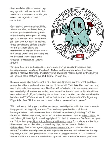 Pablo Cordova, Boozy Bros Cover Feature in American Paranormal Magazine page 6