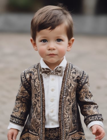 A group of happy children wearing hatoo bachoo outfits, laughing and playing outdoors.