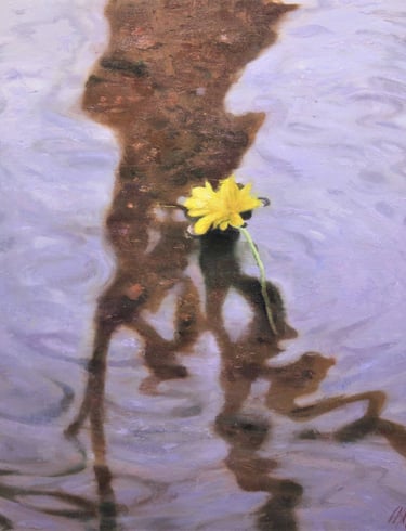 YELLOW FLOWER FLOATING 55 X 46