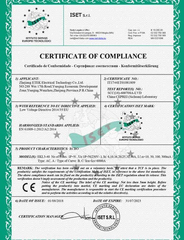 CE certificate for ETEK device
