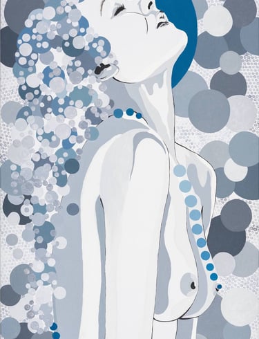 Buste de femme nue, vu de trois quarts face, la tête de profil droit est penchée en arrière.
