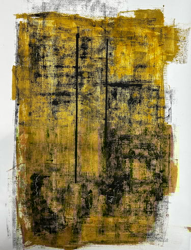 Natural pigment and ash on canvas. Abstract art Laurence Moracchini Ditchling. Sussex artist.