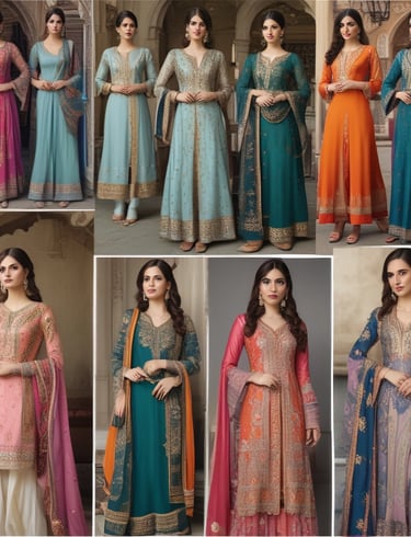 A variety of embroidered pieces showcasing traditional patterns.