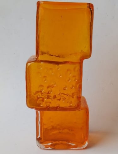 13" high Whitefriars 'Drunken Bricklayer' vase in meadow green