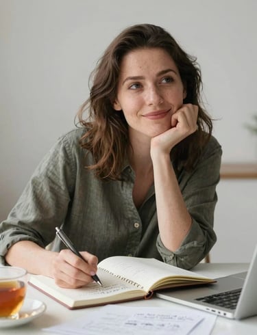Abstract illustration of natural supplements and wellness icons in soft nude and white colors.