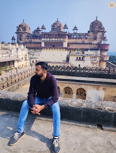 View of Orchha from the rooftop of Raja Mahal.