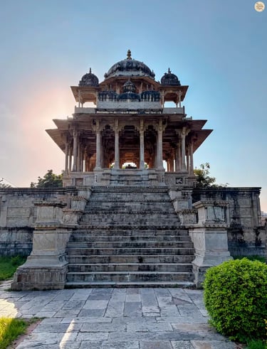 The 84-Pillared Cenotaph of Bundi showcasing intricate Rajput architecture and sacred carvings.