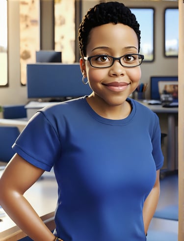 Illustration of the founder of Prosperous Marketing, in the office