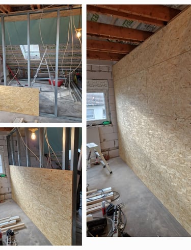 baustelle rohbau elektrik trockenbau wand kabel licht steckdosen dachgeschoss