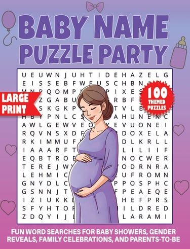 baby name word search book for baby showers gender reveals and family games large print liora onyx cover
