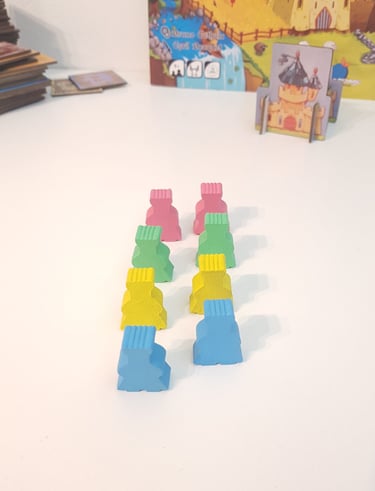 a group of meeples on a table