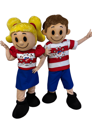 fabricacion de botarga para empresas de niño y niña