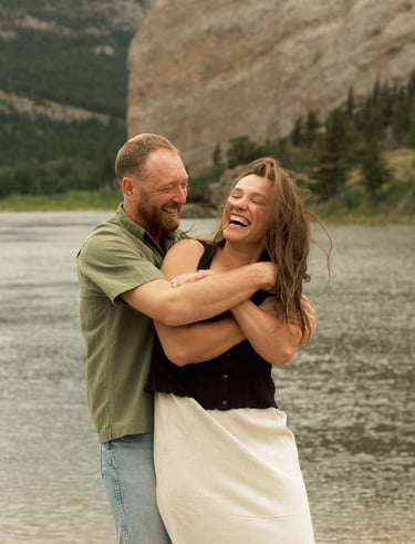 a man and woman standing next to each other