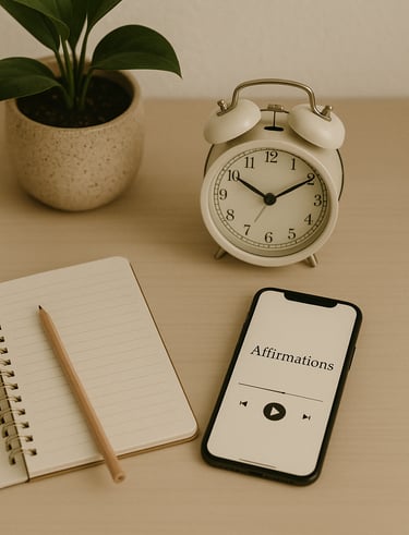 a phone phone with a notepad and a clock