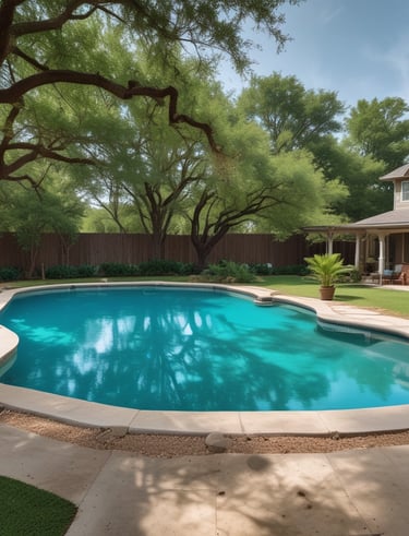 A family enjoying their freshly serviced swimming pool in the afternoon.
