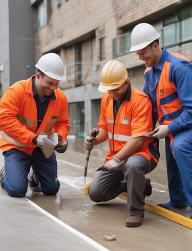 Finished waterproofed swimming pool area shining under sunlight.