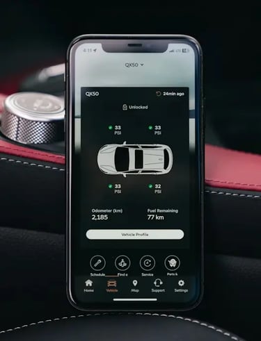 vehicle app synchronization and remote connectivity setup for luxury car owners.
