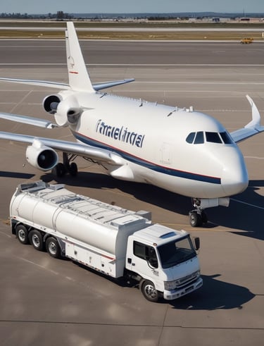 A sea vessel transporting fuel across calm ocean waters at sunset.