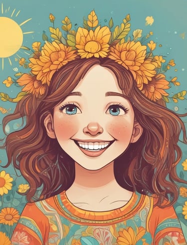 a girl with a flower crown on her head