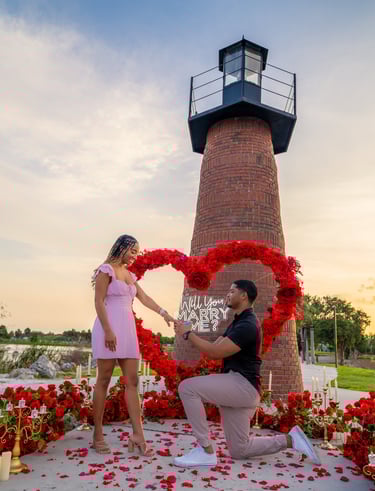 garden proposal in Florida with custom decorations and photographer help
