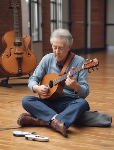A brass singing bowl with a wooden mallet rests on an intricately patterned textile. Nearby, a red candle burns with a visible flame, casting a warm glow. An ornate incense box releases a trail of smoke, suggesting an atmosphere of tranquility and meditation.