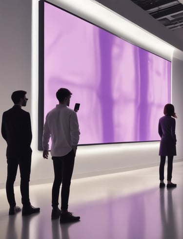 A team of professionals collaborating on a creative project in a bright, modern workspace.