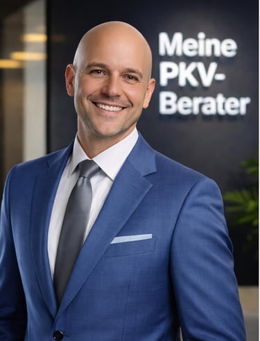 a man in a blue suit and tie smiling