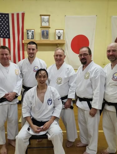 Karate dojo senpai with Wado Ryu grandmaster