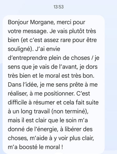 témoignage Nettoyage énergétique des personnes Morgane Reliance